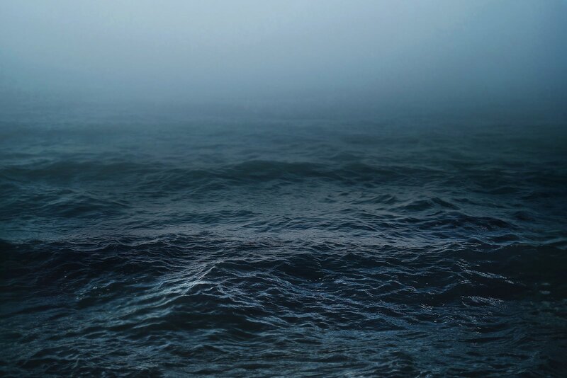 Dark Ocean Waves — Blue, Somber