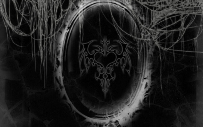 dark ornate symbol in mirror