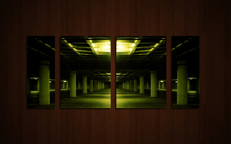 Dark parking garage art