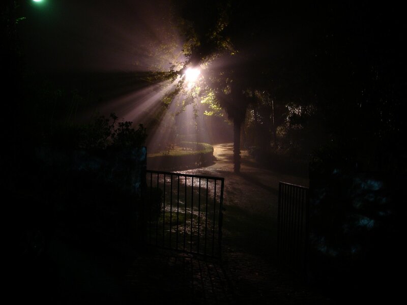 Dark path with light beams