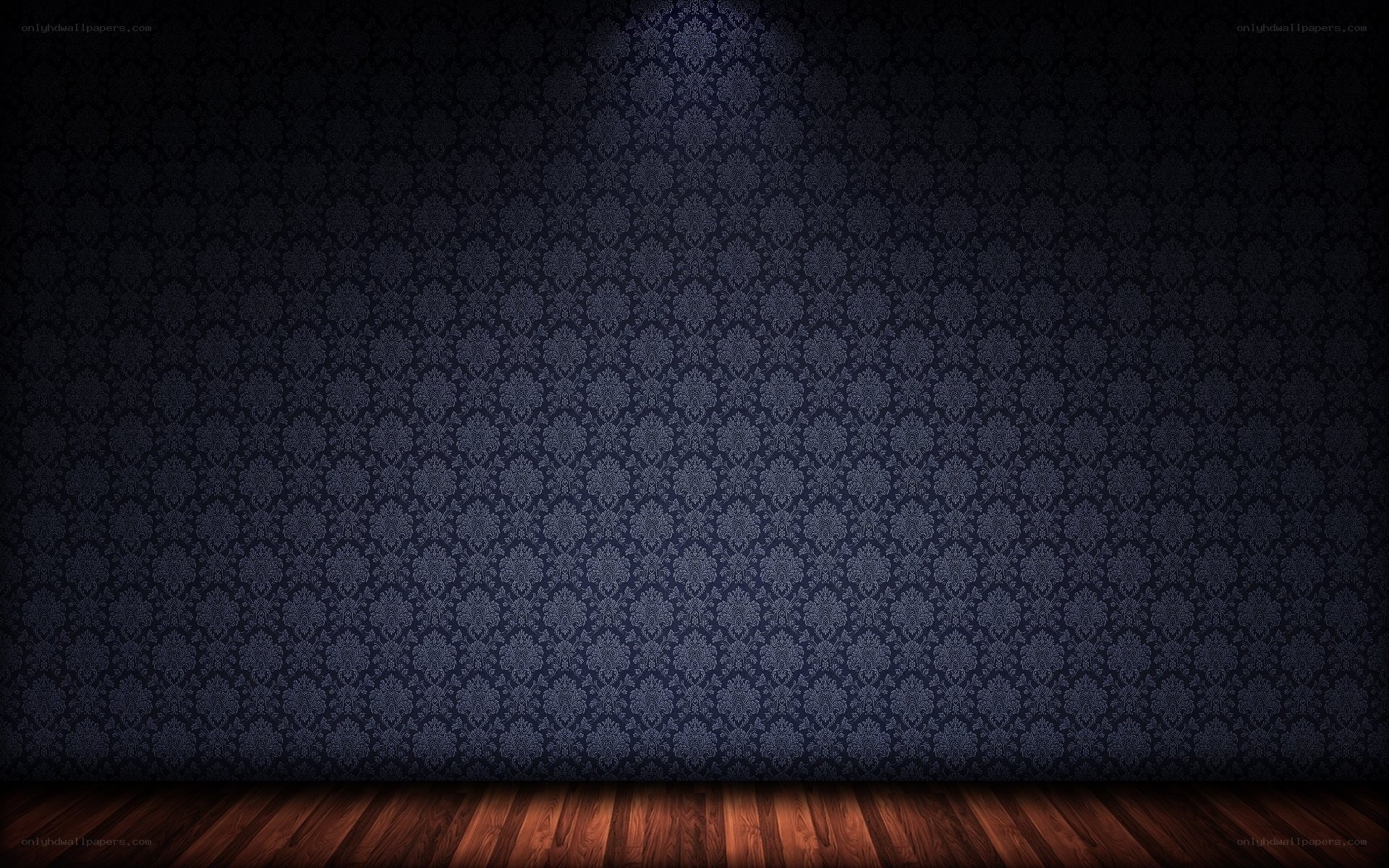 dark patterned wallpaper room