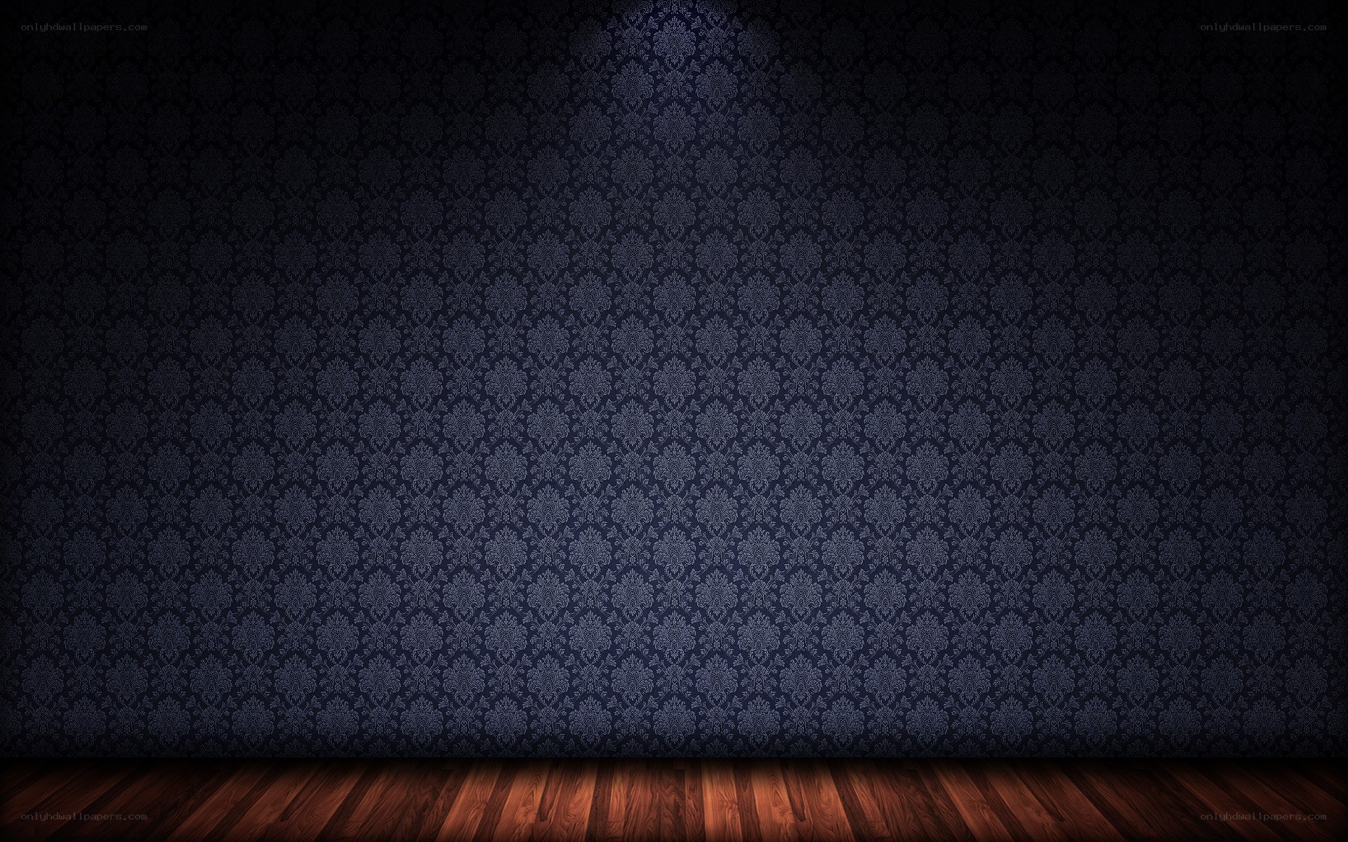 dark patterned wallpaper room
