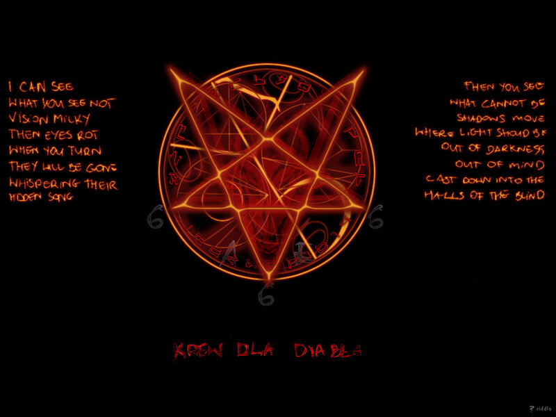 Dark pentagram with text