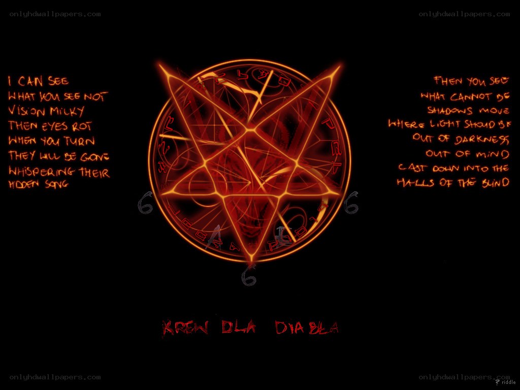 Dark pentagram with text