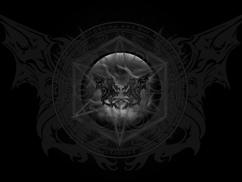 dark pentagram with winged creatures