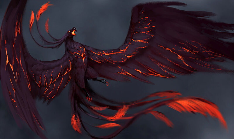Dark Phoenix with Glowing Veins