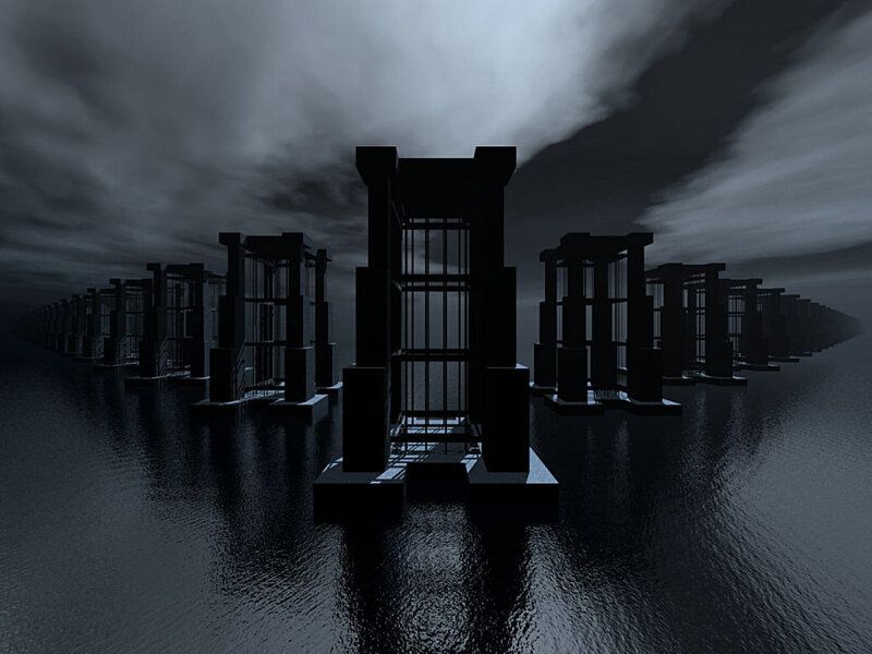 dark pillars in water