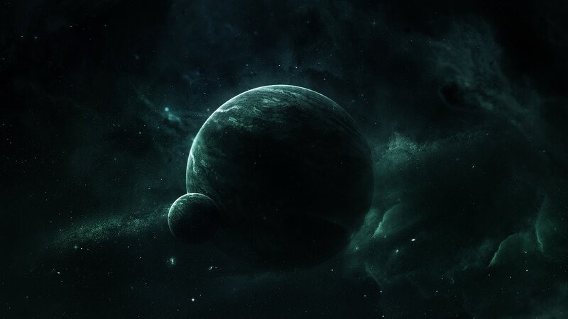 Dark planet in space