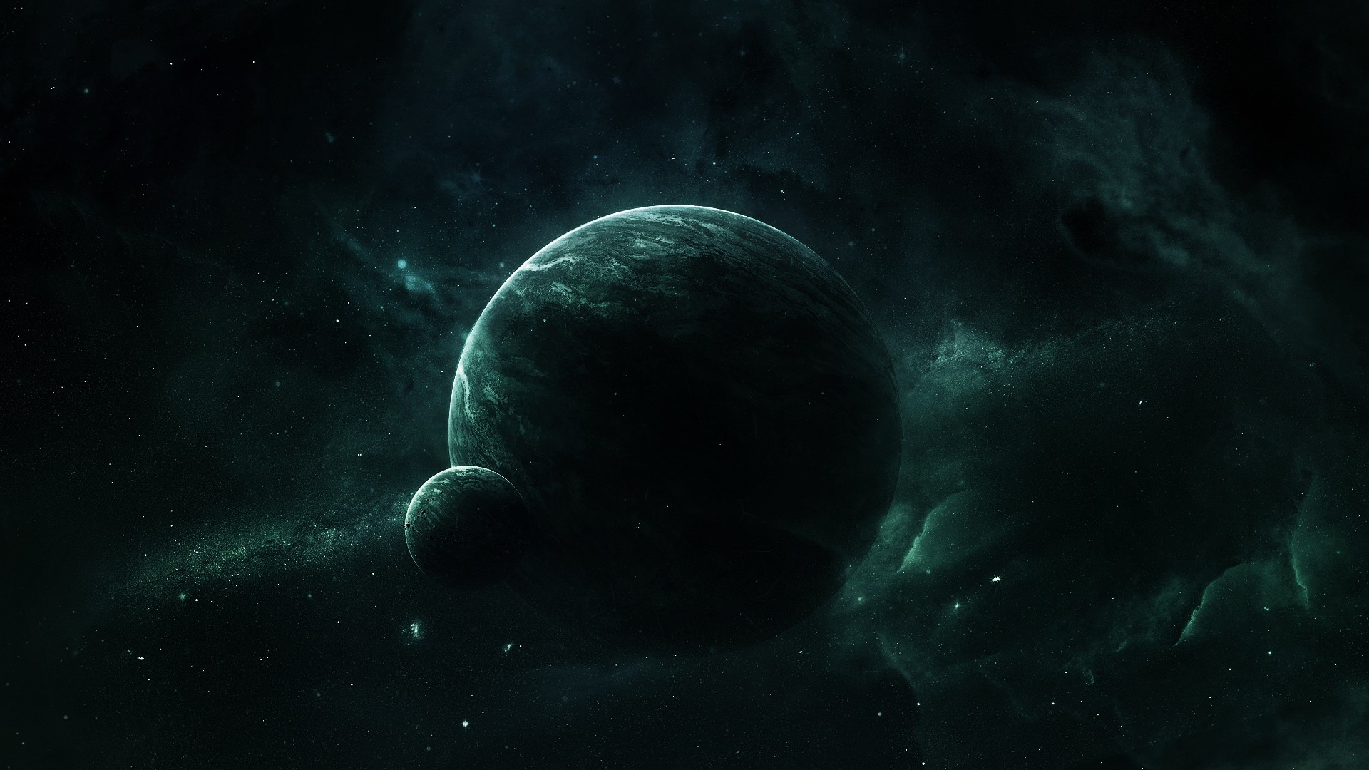 Dark planet in space