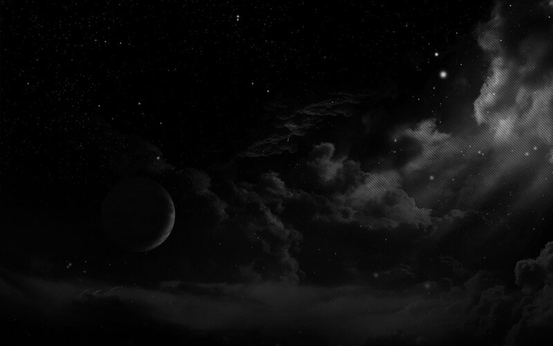 dark planet in starry sky