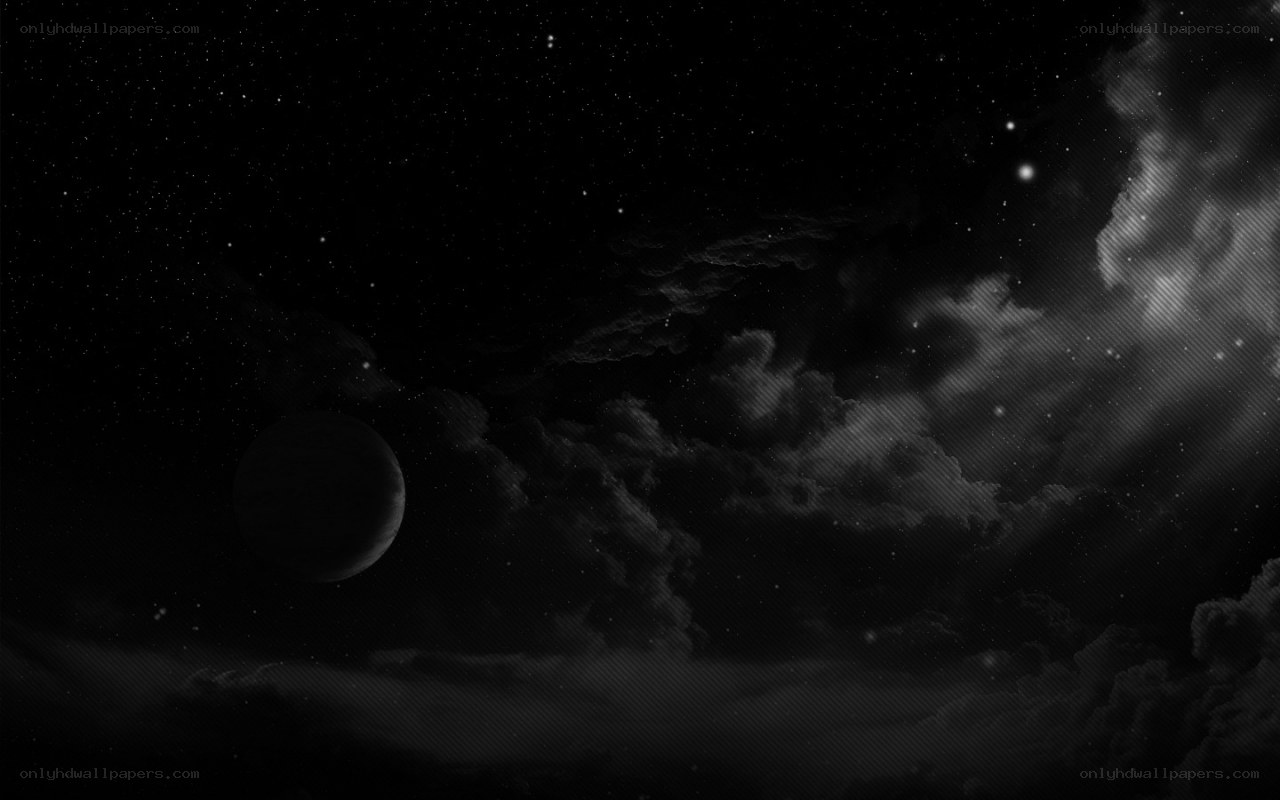 dark planet in starry sky