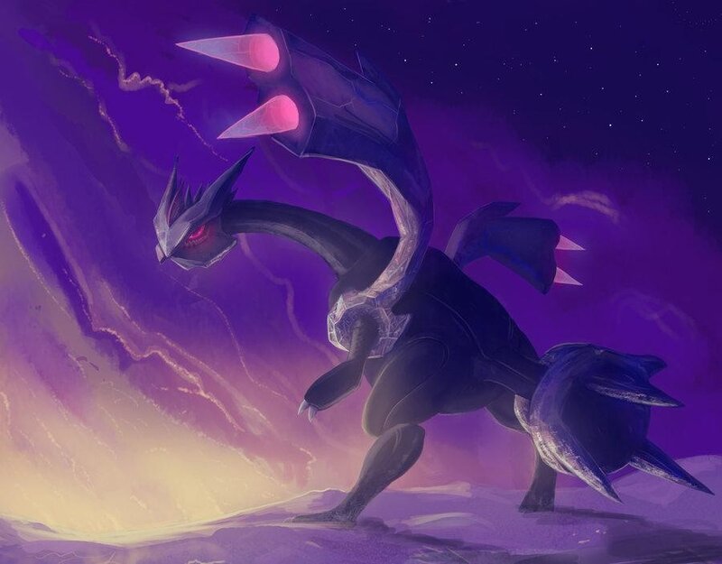 Dark Pokémon in a purple sky