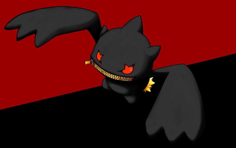 Dark Pokémon with zipper mouth