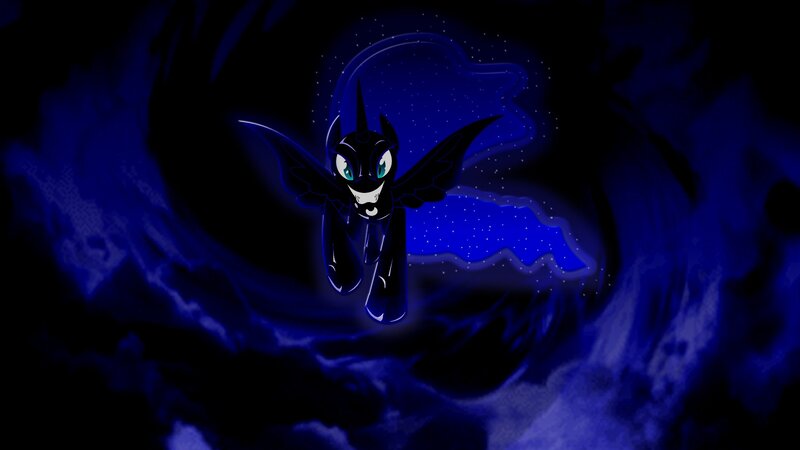 dark pony in starry night