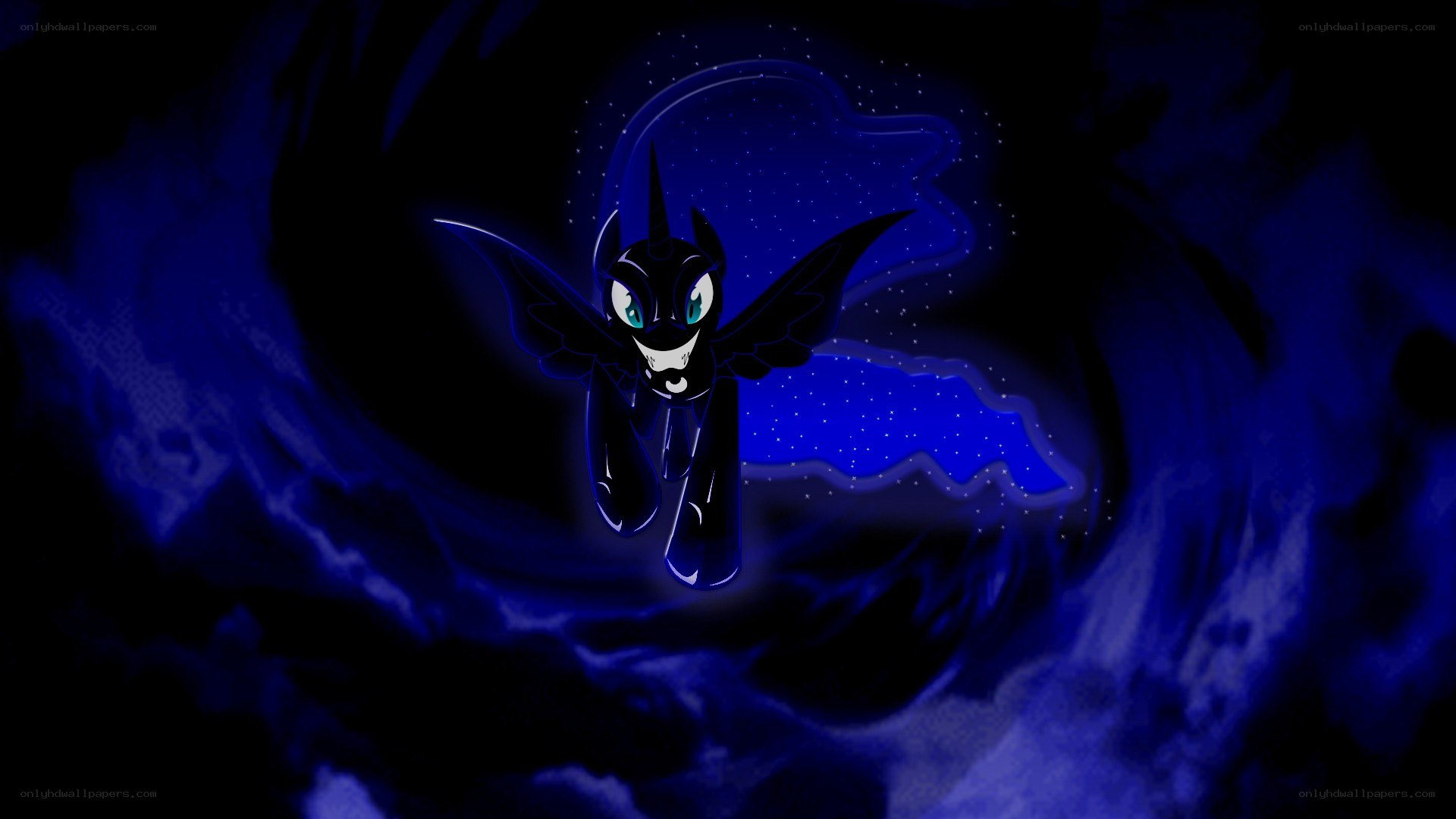 dark pony in starry night