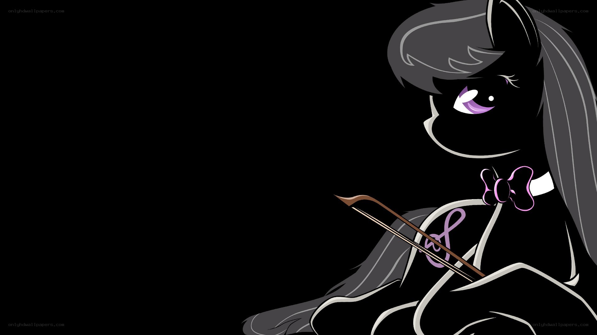 dark pony with bow