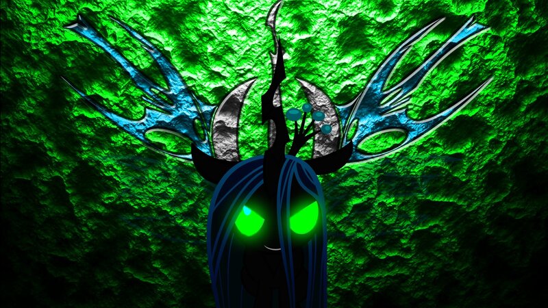 Dark Pony with Glowing Eyes — Green, Dramatic