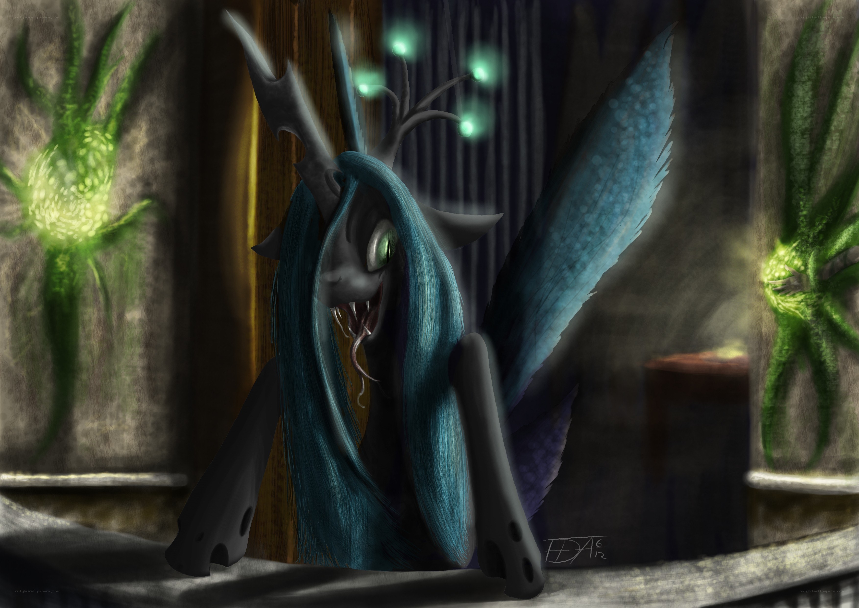 dark pony with glowing eyes
