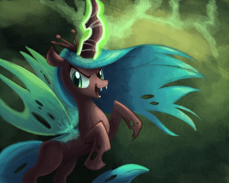 Dark Pony with Glowing Horn