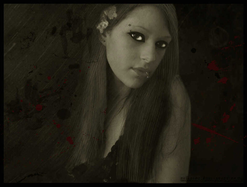 dark portrait with blood splatters