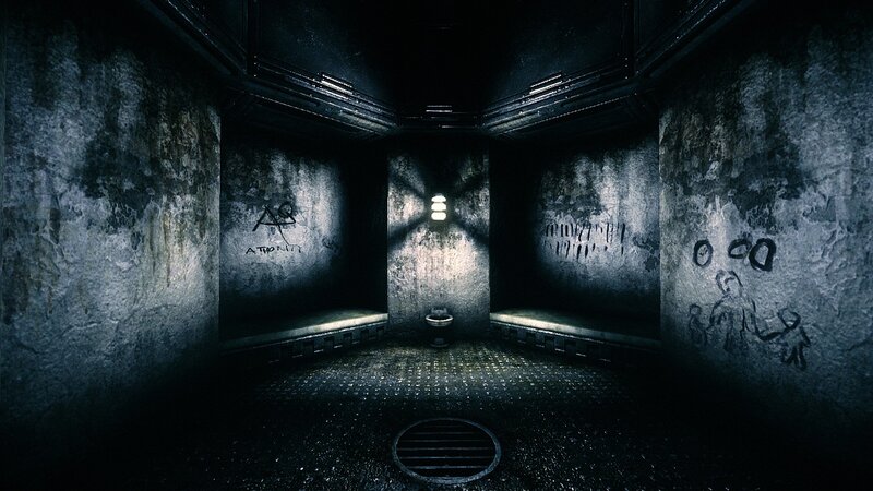 dark prison cell interior
