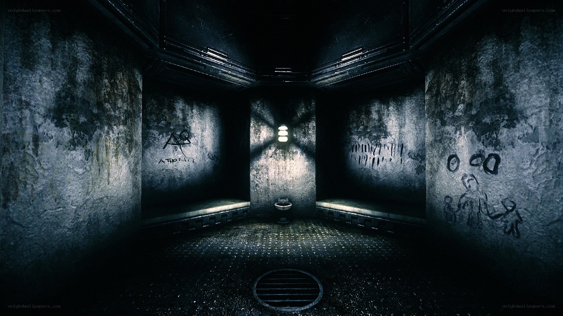 dark prison cell interior