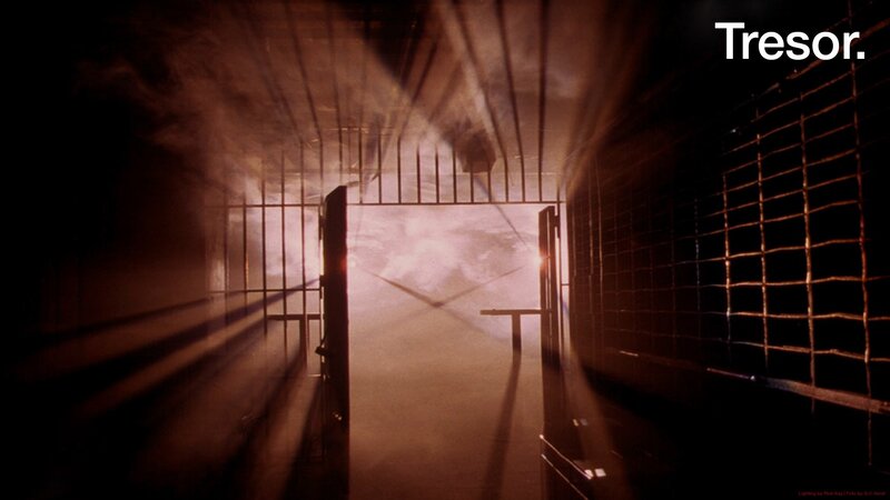 Dark prison corridor with light