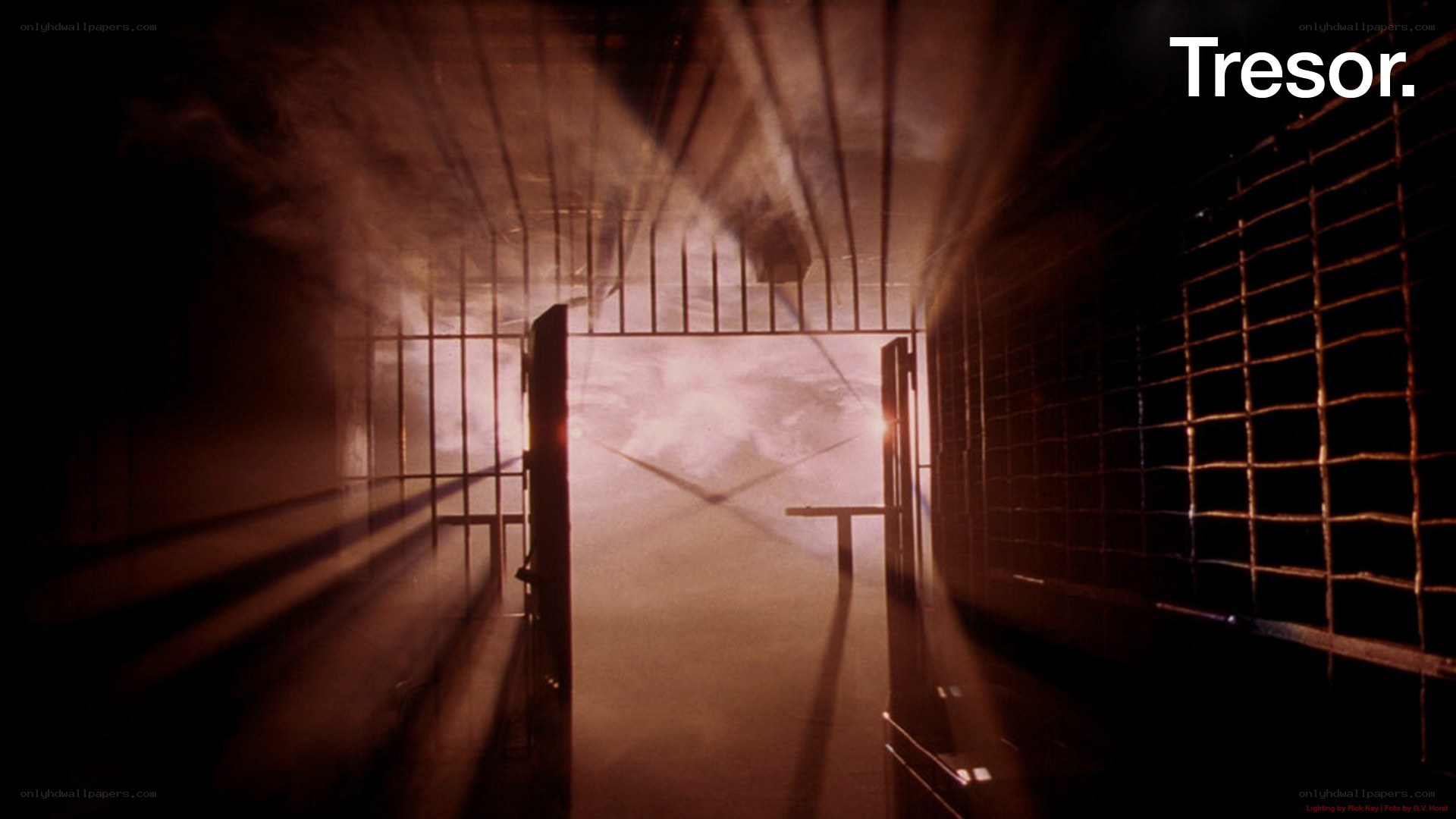 Dark prison corridor with light