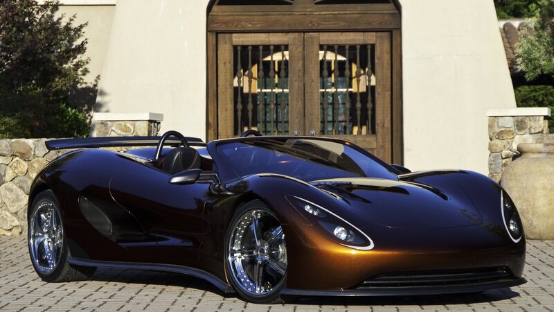 Dark Purple Sports Car — Black, Dramatic, Afternoon