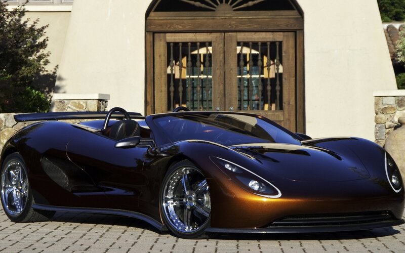 Dark Purple Sports Car — Dramatic, Afternoon