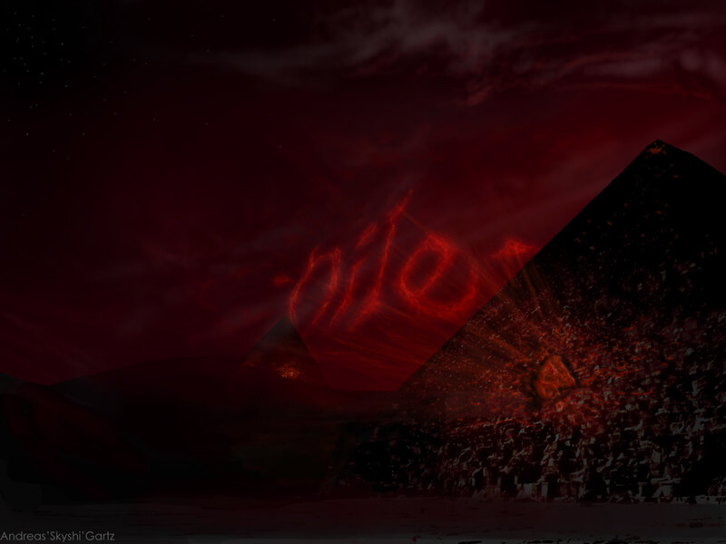 Dark pyramids with red energy