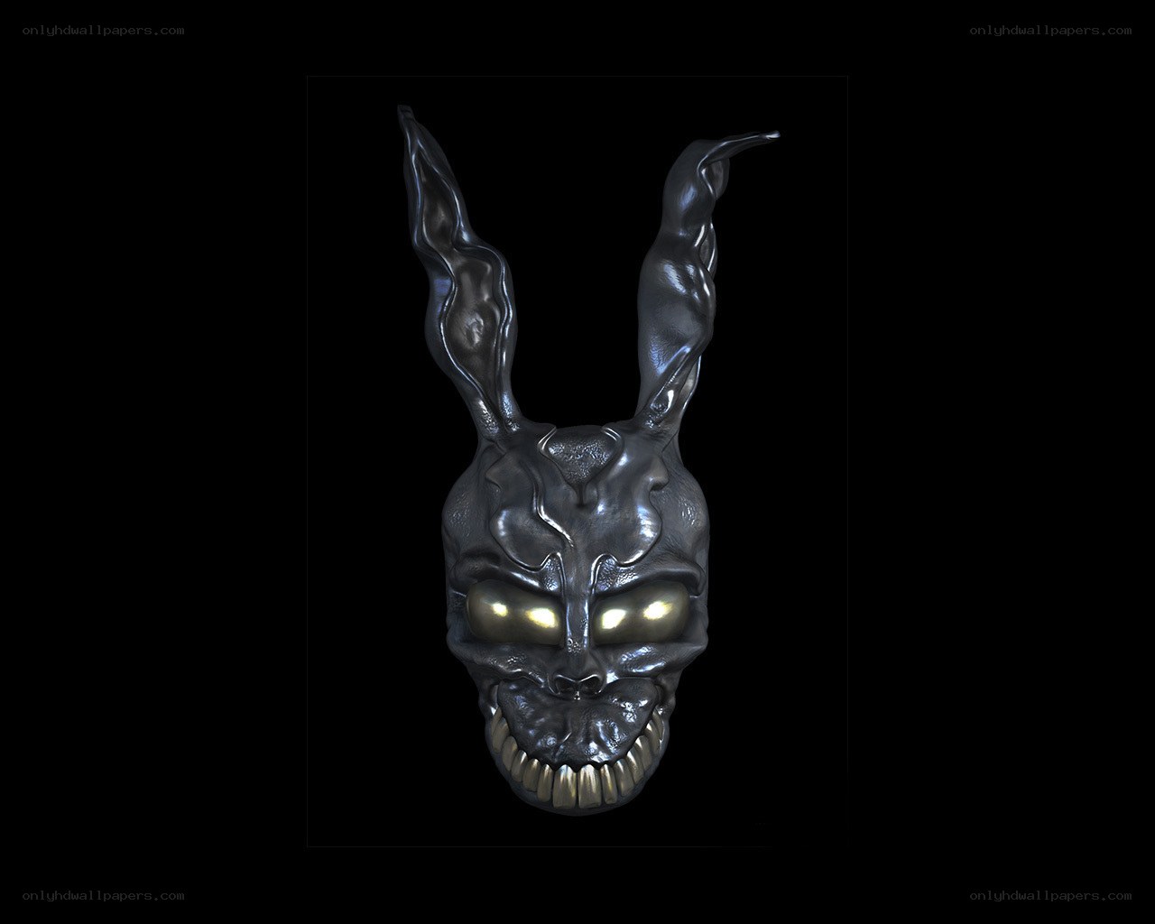dark rabbit mask with glowing eyes