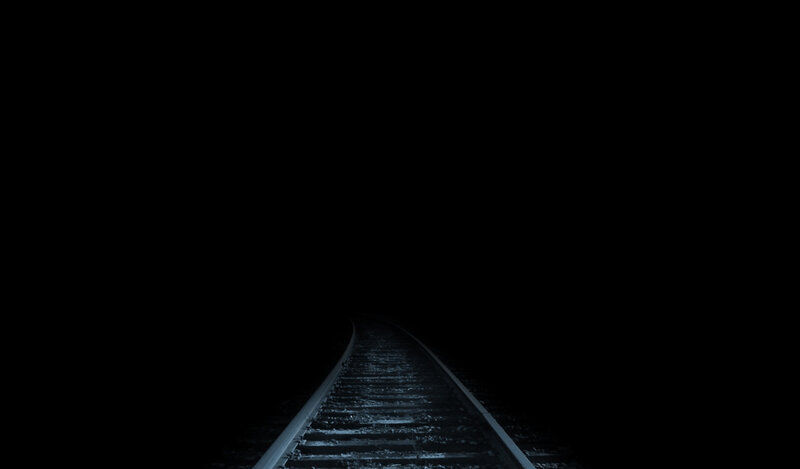 dark railway track at night