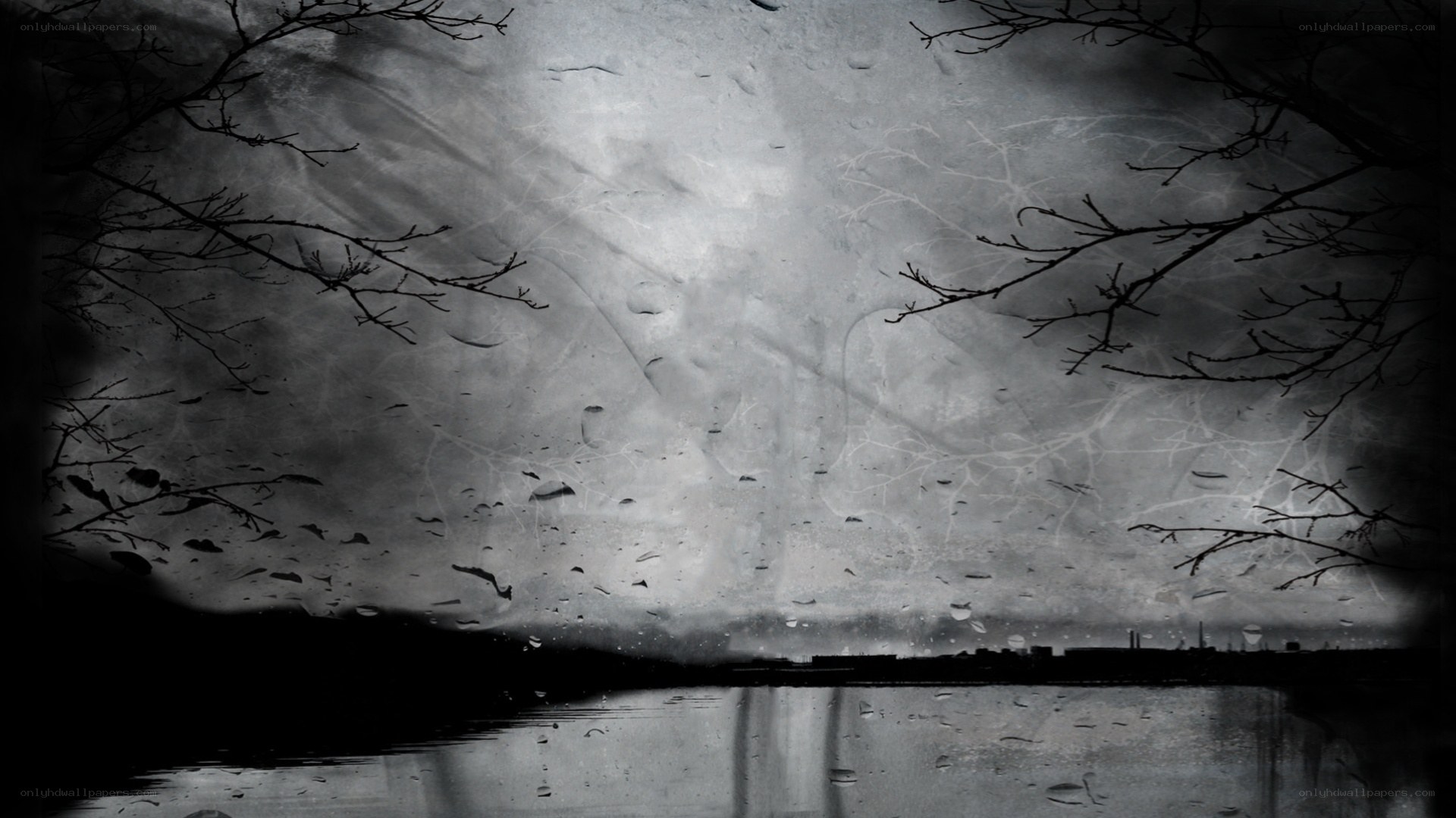 dark rainy landscape