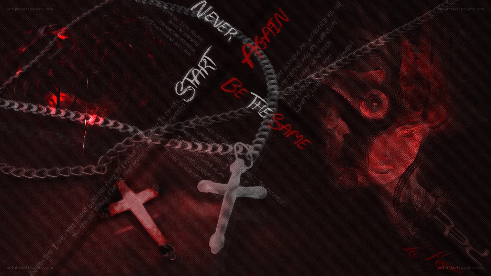 dark red cross and chain art