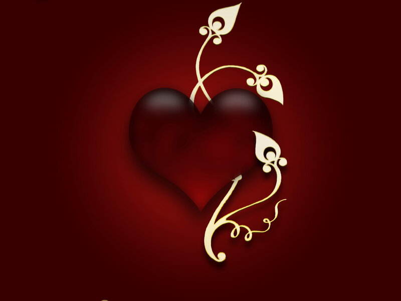 Dark Red Heart with Vines