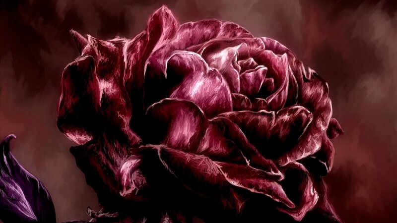 Dark Red Rose — Maroon, Dramatic, Digital Art
