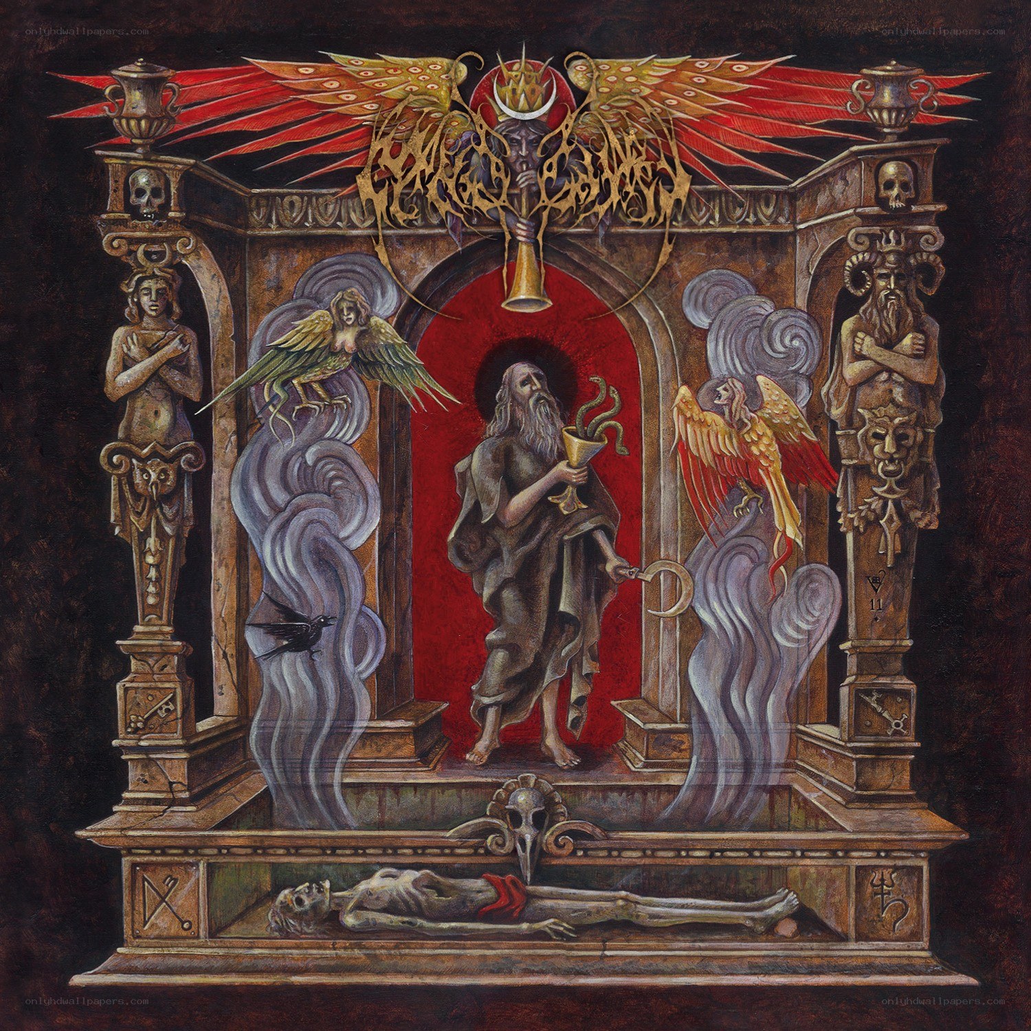 Dark religious altar artwork