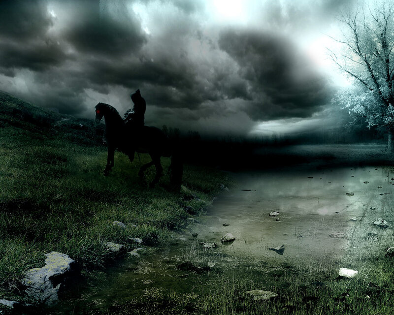 Dark rider on a stormy night
