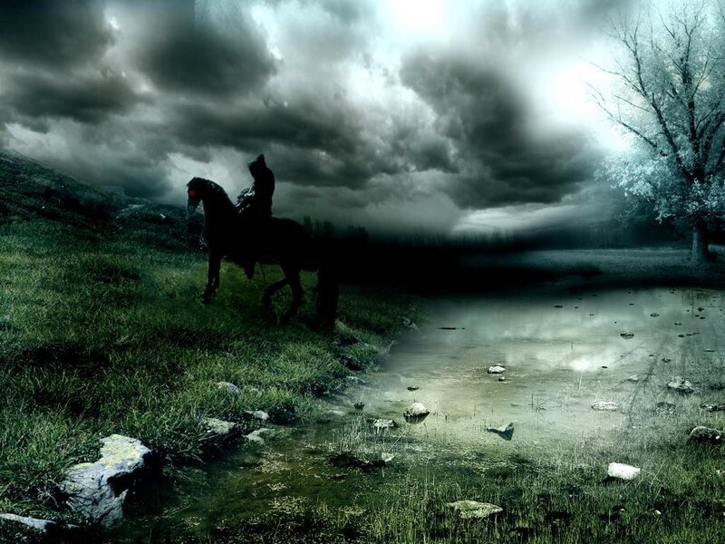 Dark rider on a stormy night
