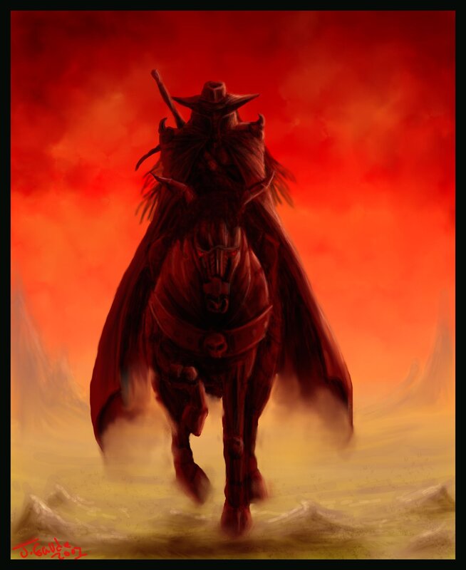 Dark Rider on Horse — Red