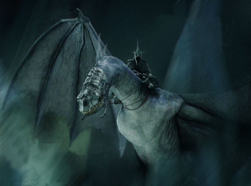 Dark Rider on Winged Creature — Gray