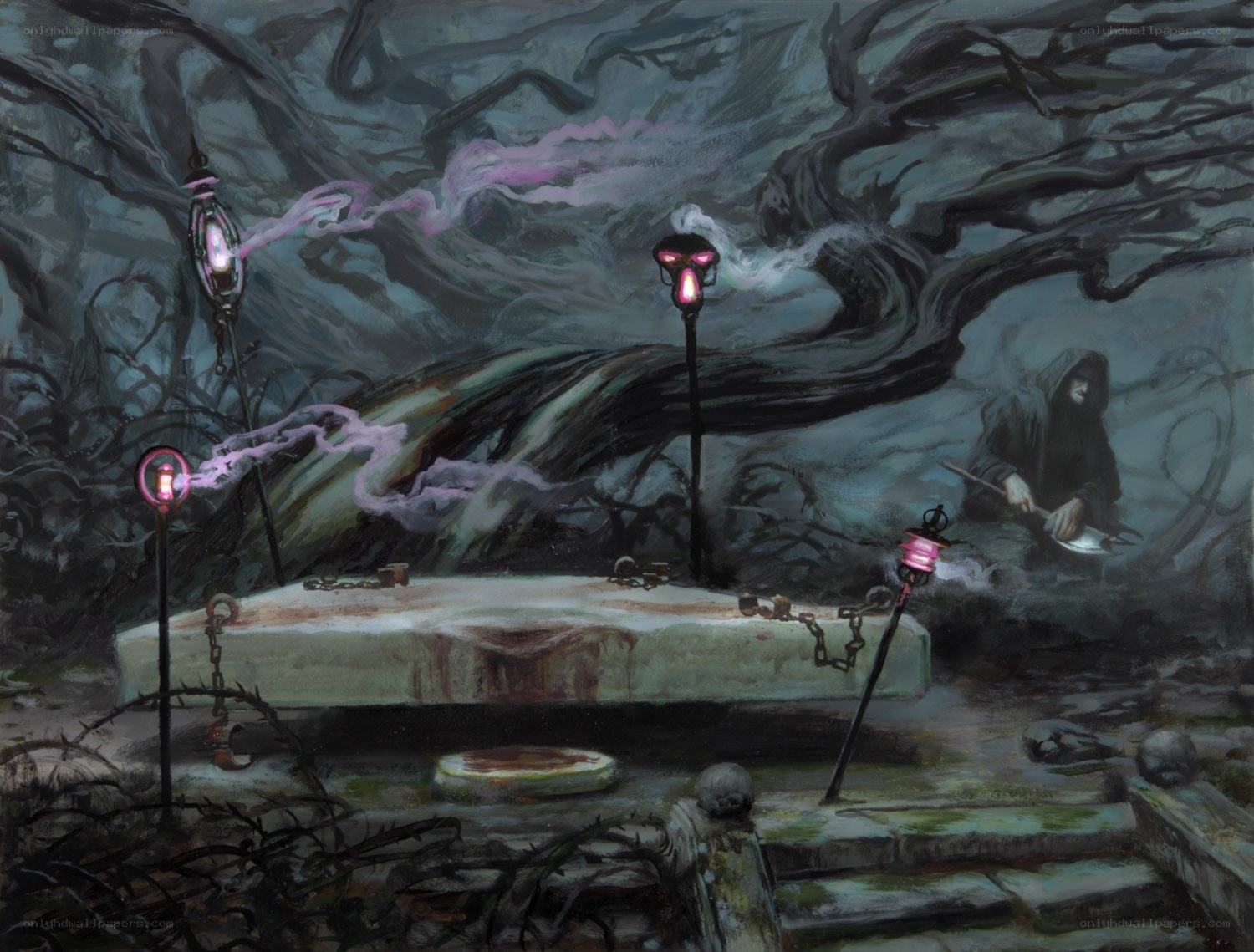 Dark ritual in a haunted forest
