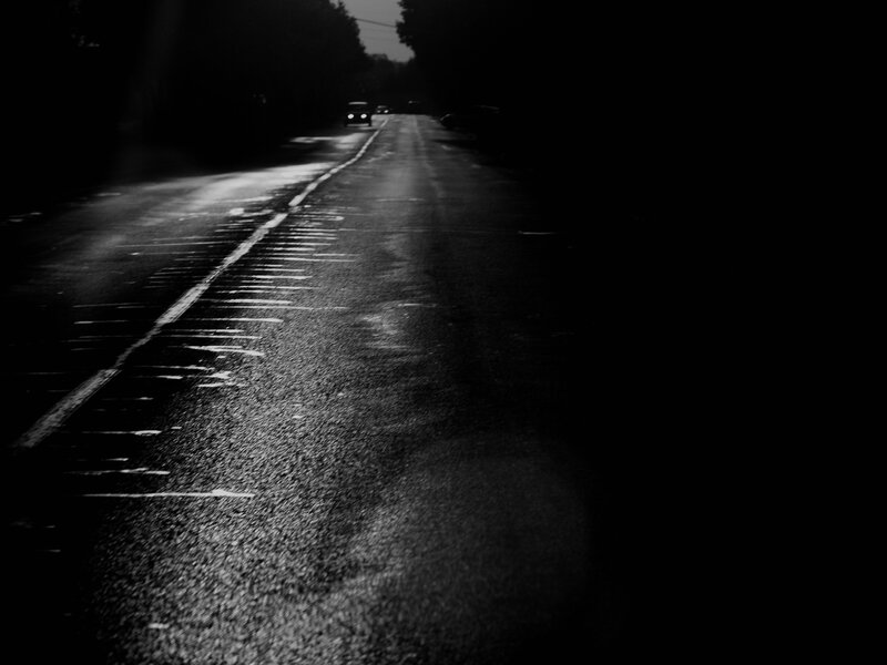 Dark road at night