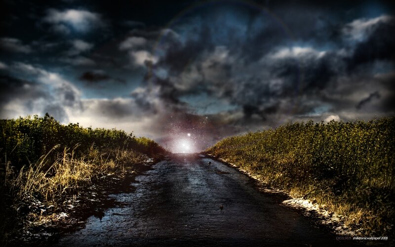 Dark Road at Night — Black, Dramatic
