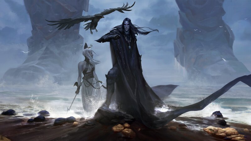 Dark-robed Figure with Companion