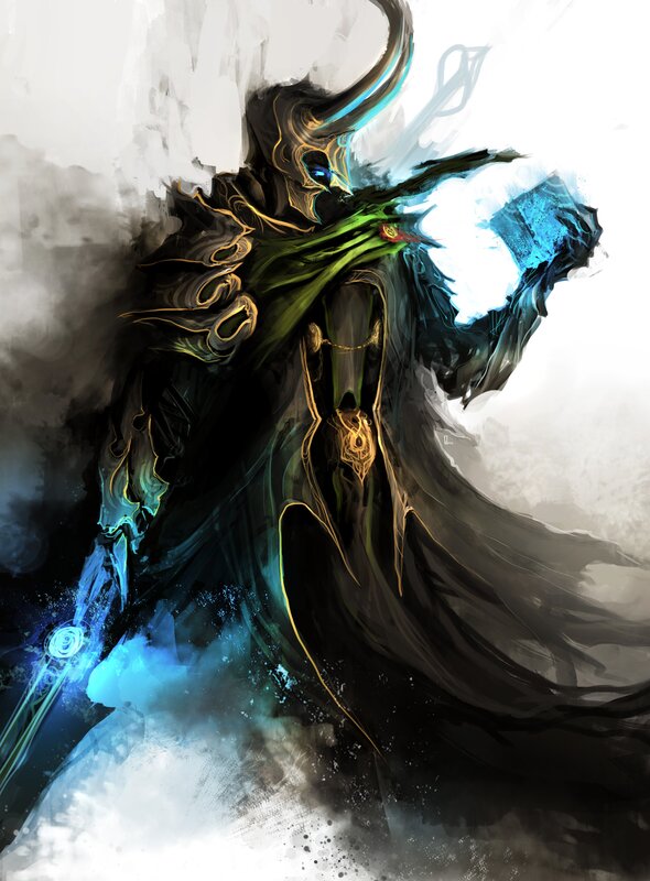 Dark-robed Figure with Glowing Staff
