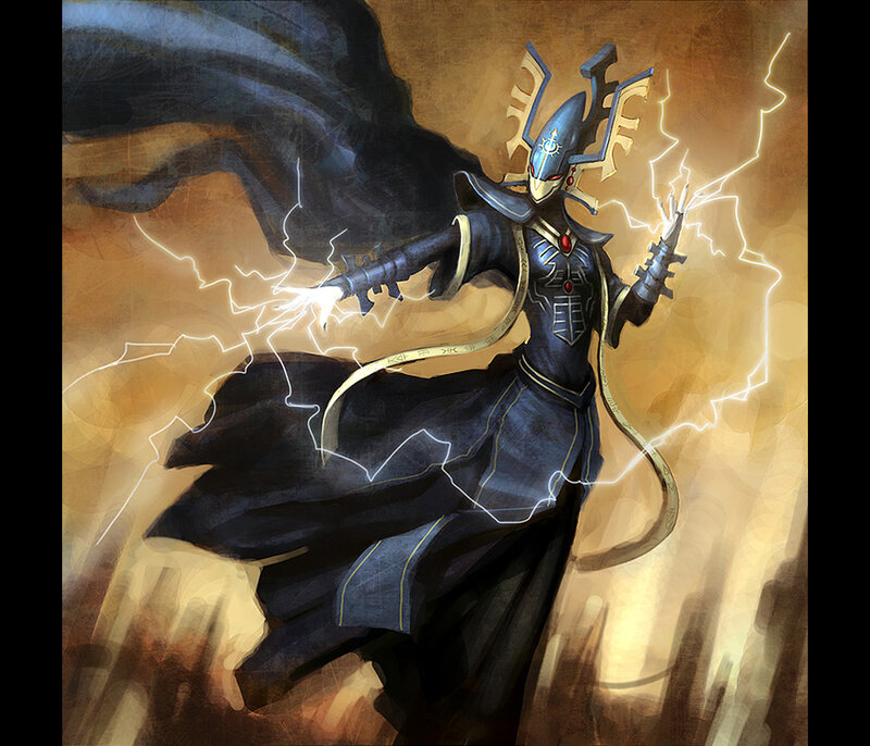 Dark-robed Figure with Lightning