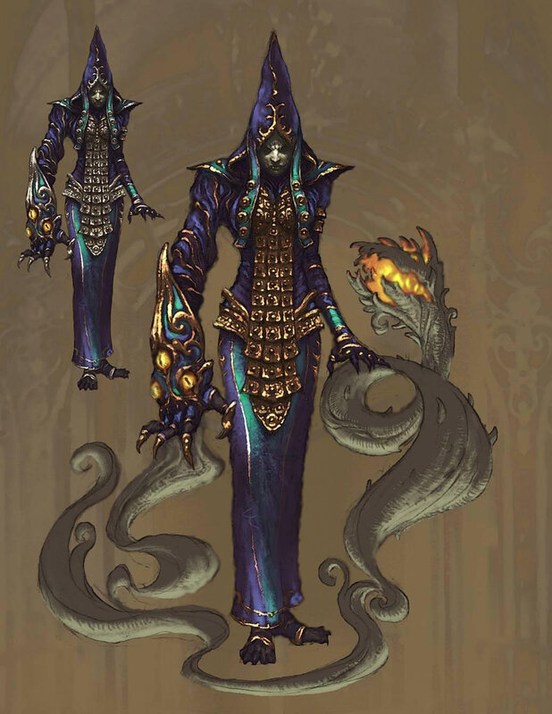 dark robed figure with serpent