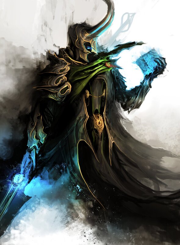 Dark-robed Figure with Staff — Black, Dramatic, Digital Art, Cape